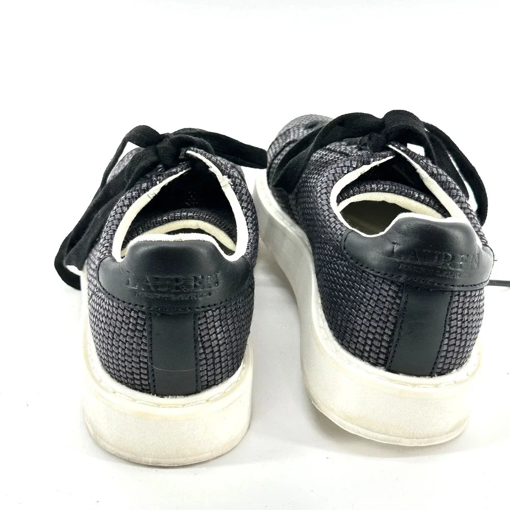 Lauren‎ Ralph Lauren Angeline Woven Sneakers Womens 6 Black Platform Low Top